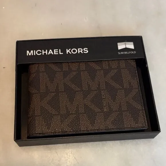 Michael Kors Wallet Leather Coated Canvas Signature Men's Slim Billfold Monogram