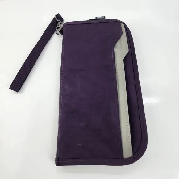 Zoppen RFID Passport Holder Travel Wallet Navy Zip Around Organizer Wristlet