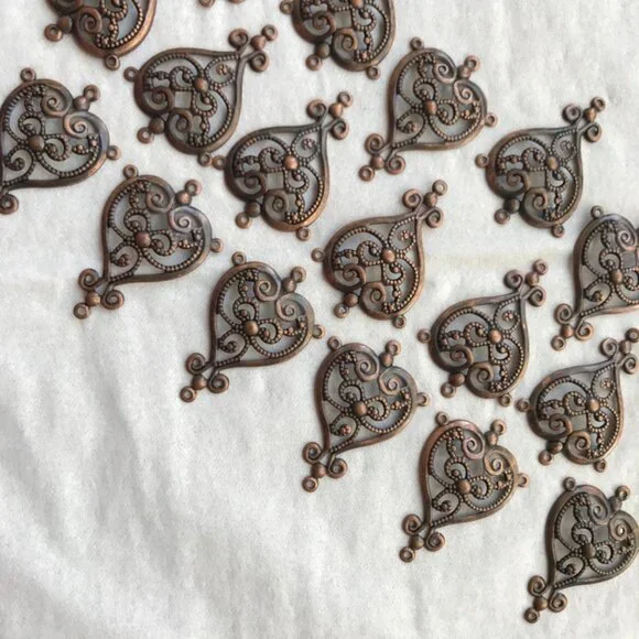 NWT Copper Chandelier Heart Parts for Jewelry Making