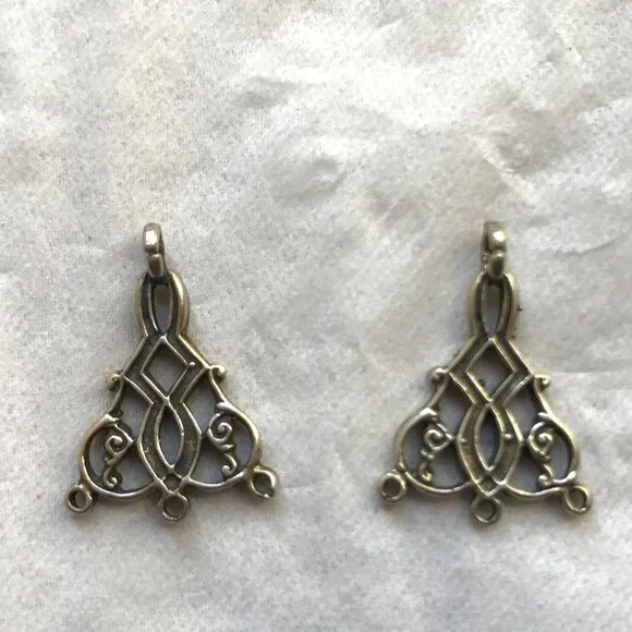 NWT 4 Silver Chandelier Earring Parts or Connectors for Jewelry Making
