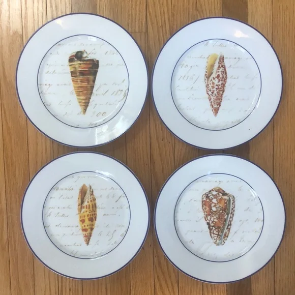 Williams Sonoma Set Seashell Salad Dessert Luncheon Plates
