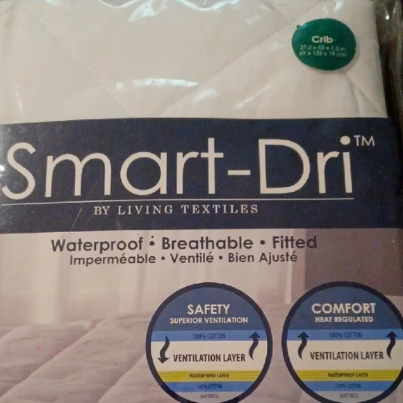 SmartDri By LIVING TEXTILES Waterproof Breathable Fitted Crib Mattress Protector