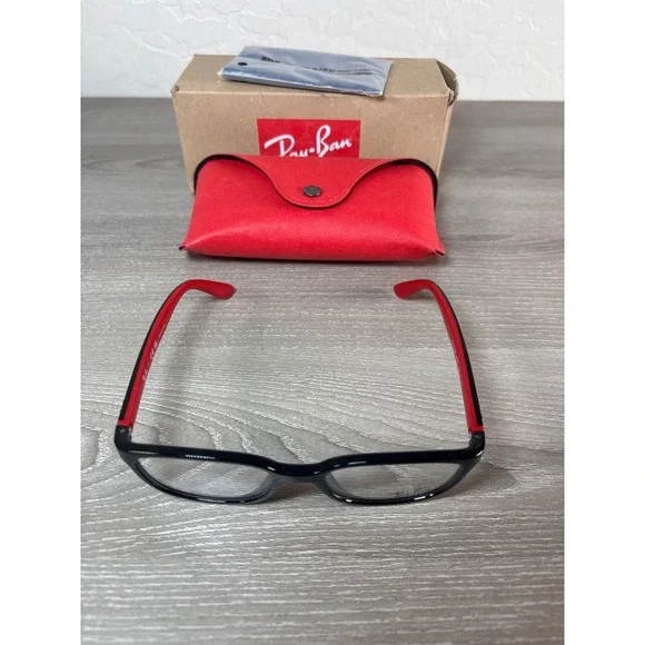 Ray-Ban Junior RY1632F 3928 Black‎ Rubber Red Rectangle Eyeglasses Frames 48mm