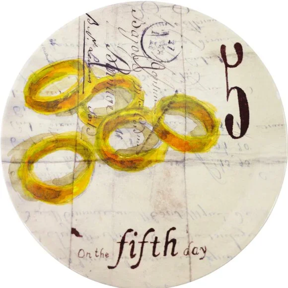 Williams Sonoma 12 Day's of Christmas Salad Plate - Five Golden Rings