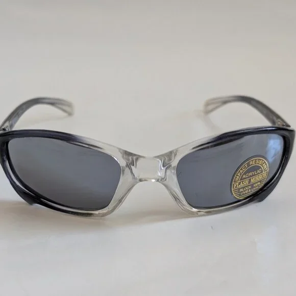 NWT Vintage 90's Kids Acetate Sporty Sunglasses (2 Tone Crystal Black)