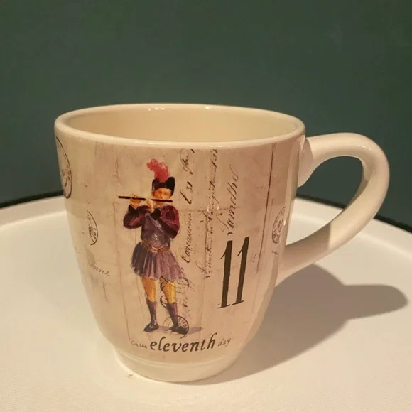 Williams Sonoma 12 Days of Christmas 11 Pipers / 12 Drummers Mug Cup