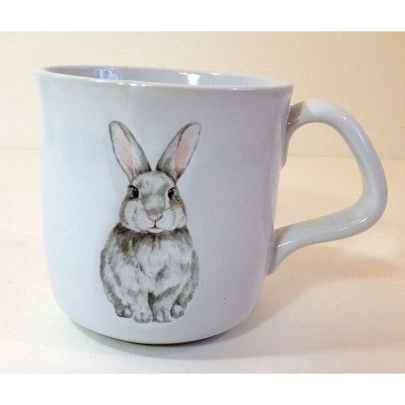 Williams Sonoma Debossed Bunny Rabbit Tea Coffee Mug Multicolor Nice