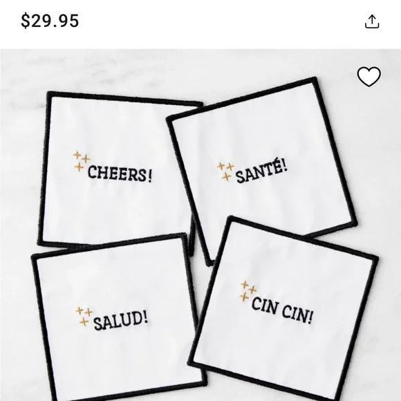 NWT Williams Sonoma Embroidered Coasters