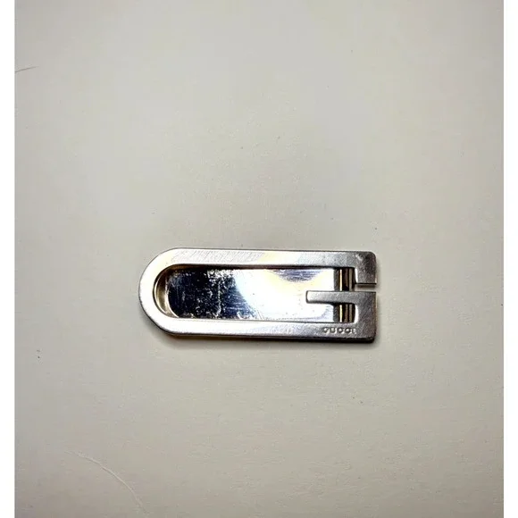 Gucci Money Bill Clip G Logo Silver Authentic Stainless Steel Excellent UC