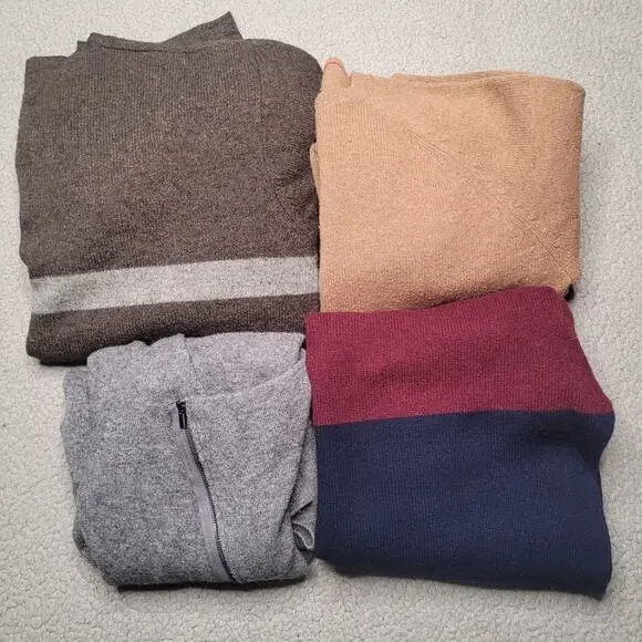 4pc LAMBSWOOL Sweaters Tops Lot Crafts Cutter Flaws Holes Upcycle Fabric DIY