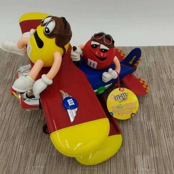 2009 M&M's Barnstorming Rides Bi Plane Collectible Candy Dispenser NWT