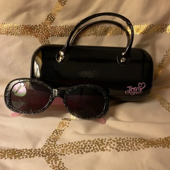 jojo siwa sunglasses with patent leather look case with handles. Like new
