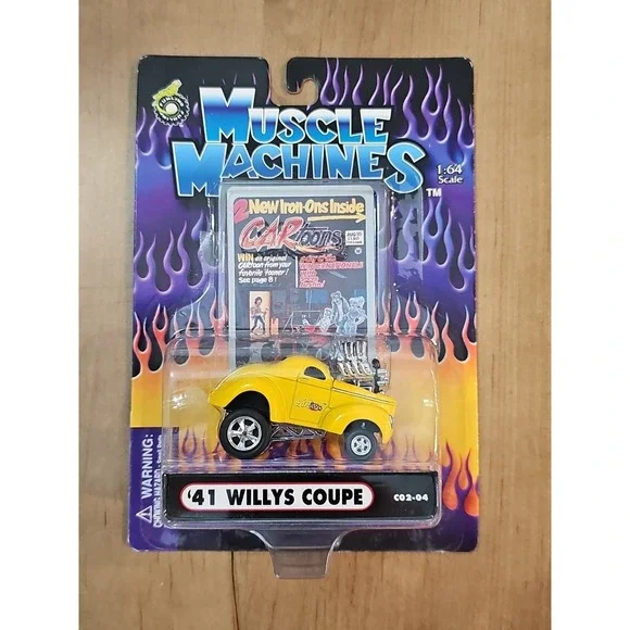 1:64 DieCast New Muscle Machines‎ CARtoons Yellow Jeep '41 Willys Coupe #C02-04