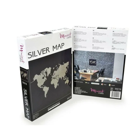 Bead Embroidery Kit MiniArt Crafts 55018-1 Silver Map Handmade DIY Home Decor
