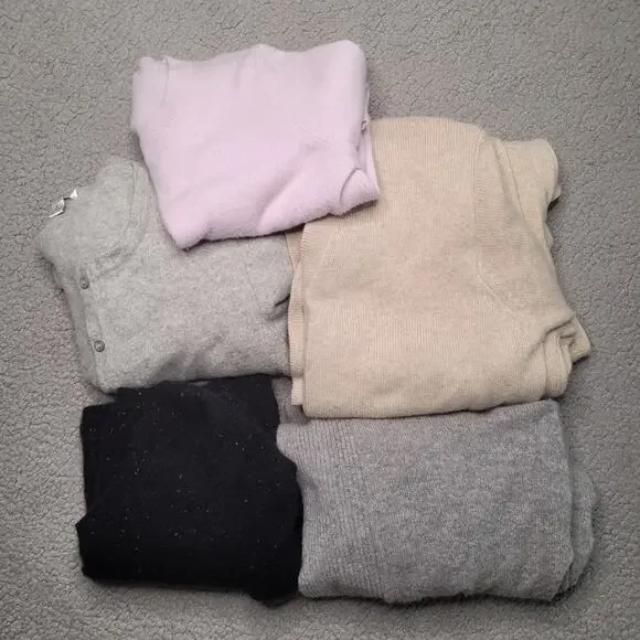 5pc CASHMERE Sweaters Tops Lot Crafts Cutter Flaws Holes Upcycle Fabric DIY
