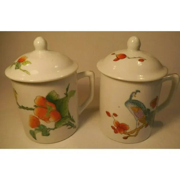 SET OF 2 Vintage WILLIAMS SONOMA GRANDE CUISINE MUGS / CUPS w/LIDS - EUC