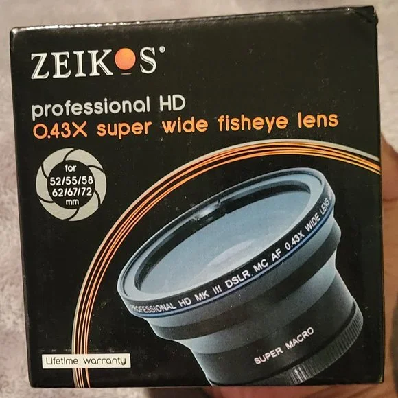 NEW Zeikos Professional HD Super wide fisheye camera lens