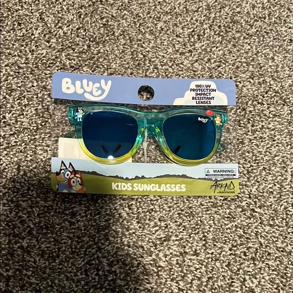 BNWT Disney Jr Bluey Kids Sunglasses - ombré blue, green & yellow design