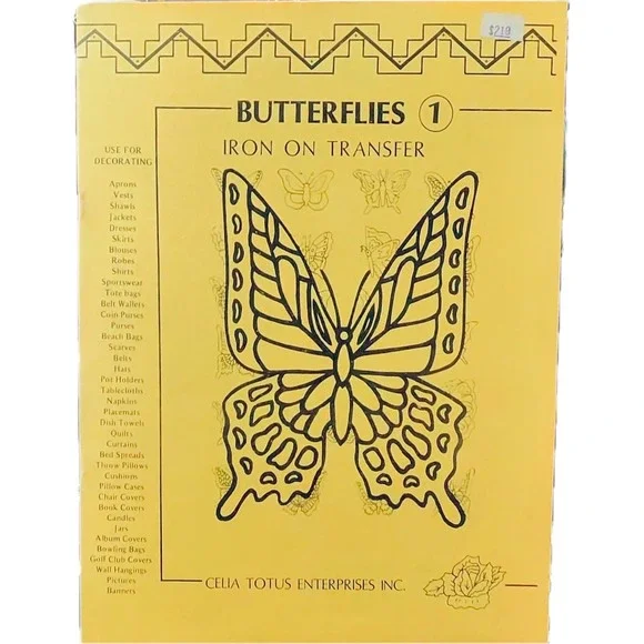 Vintage Celia Totus Butterflies 1 Iron On Transfer Native American Designs Book