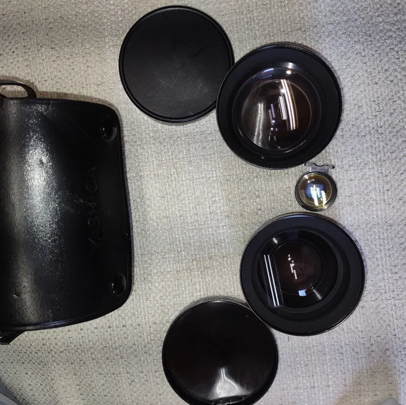 Yashika camera lenses and case