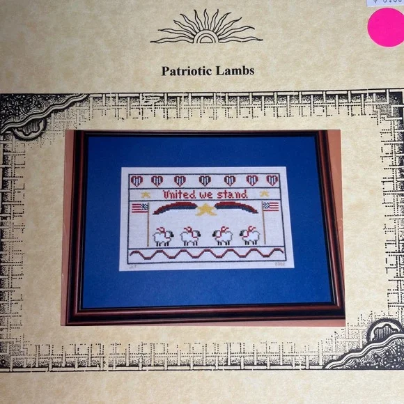 VTG‎ Patriotic Lambs Cross Stitch Pattern Earth Threads Betsy Stinner 2002