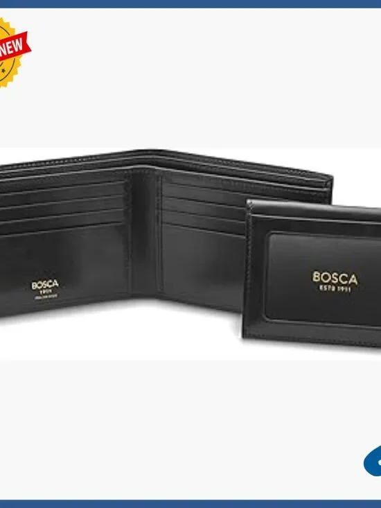 Italian Leather Bifold Wallet with RFID Blocking and Removable ID Case
