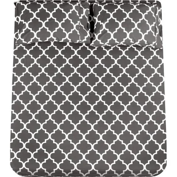 Queen Sheet Set (Quatrefoil Grey)