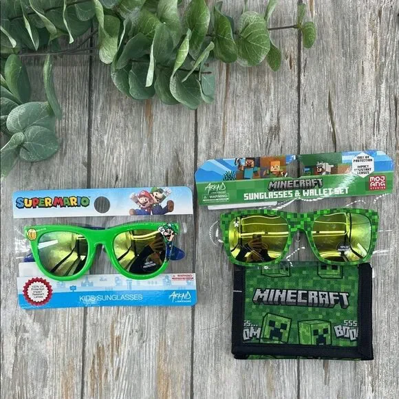 Nintendo Super Mario & Minecraft Green Sunglasses Set