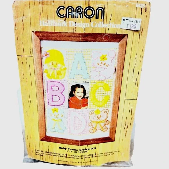 Caron‎ Hallmark Baby Embroidery Kit Vintage 1978 Made In USA Personalized Sweet