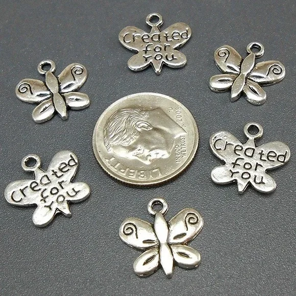 10pcs Butterfly Created For‎ You Charms, jewelry making supplies