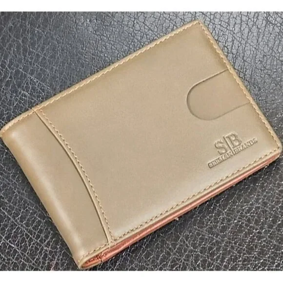 New RFID Blocking Slim Bifold Genuine Leather Thin Minimalist Front Pocket