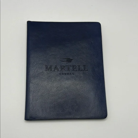 Martell Cognac Blue Leather Passport Travel Document Wallet
