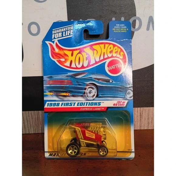 Hot Wheels 1998 First Editions Express Lane 678 Gold Red Shopping Cart 18537