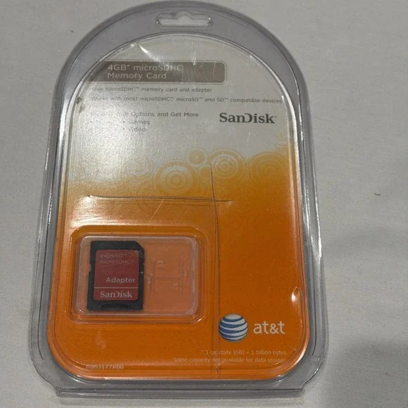 SanDisk 4GB Micro & SDHC Memory Card AT&T - New/Sealed