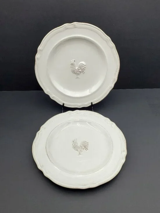 Williams-Sonoma Marketplace Rooster Salad Plates Embossed Rooster Lunch Plates