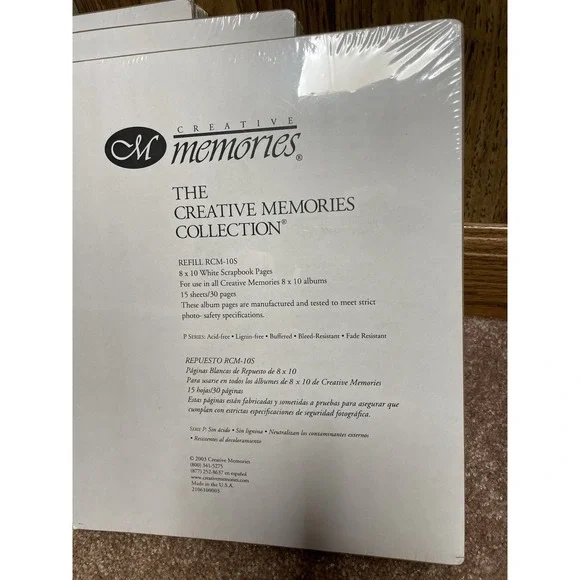 Creative Memories RCM-10S 8x10 White Scrapbook Pages 15 Sheets/30 Pages