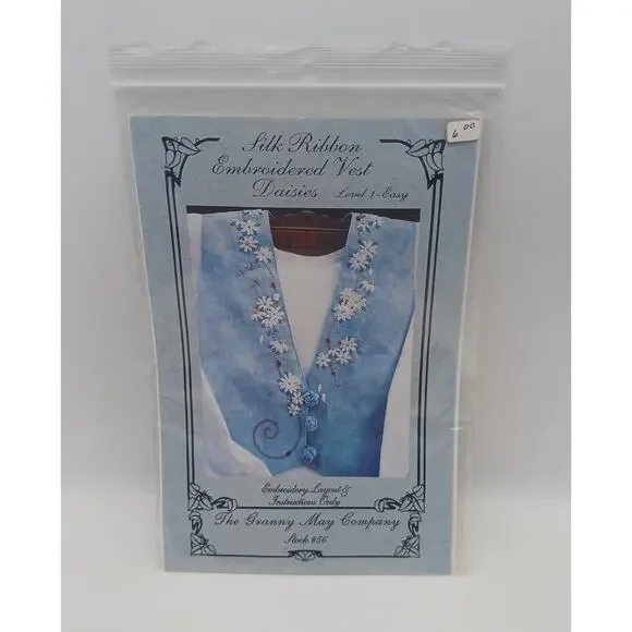 Silk Ribbon Embroidered Vest Daisies Pattern Granny May Company #56 Pattern Only