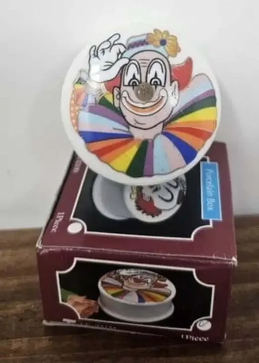 Vintage Trippies Inc. 90's Porcelain Trinket Keepsake Box Clown 2