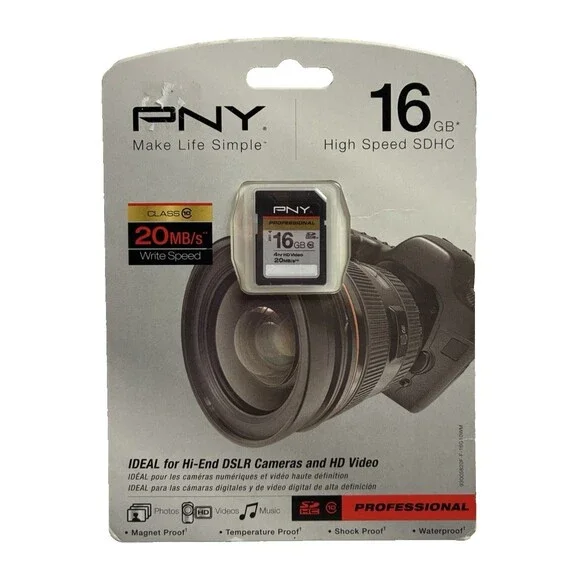 PNY 16GB High Speed SDHC Professional Class 10 Memory Card P-SDHC16G10-GE 20MB/s
