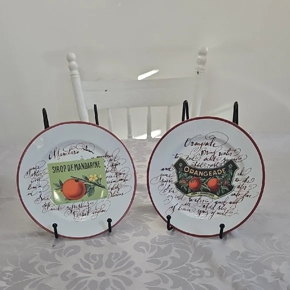 Williams Sonoma Rosanna Italy Set Of 2 Salad Plates Mandarin Syrup Orangeade