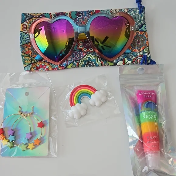 Heart-Shaped Rainbow Sunglasses Set for Kids