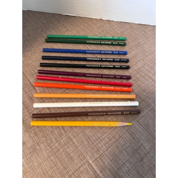 Vintage Pedigree Colored Pencils Set, Artist Drawing Sketching, 12 Colors
