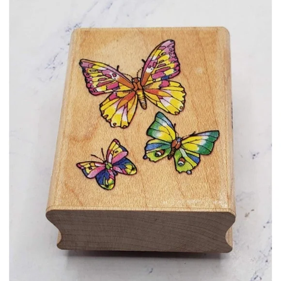Stampcraft Butterfly Bunch Trio Wood Mounted Rubber Stamp 440E12 Garden Nature