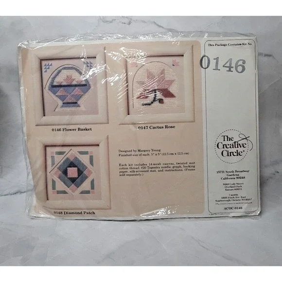 Vintage The Creative Circle Long Stitch Kit 0146 Flower Basket 5x5