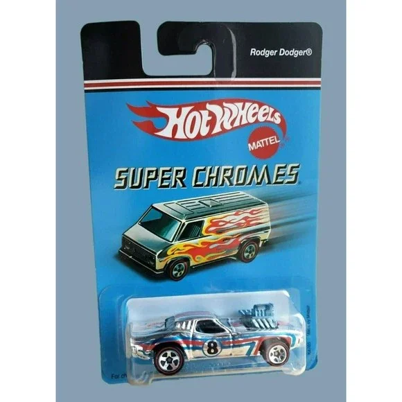 2006 Hot Wheels RODGER DODGER Super Chromes REDLINE 5 SPOKE Silver 1:64 MOC