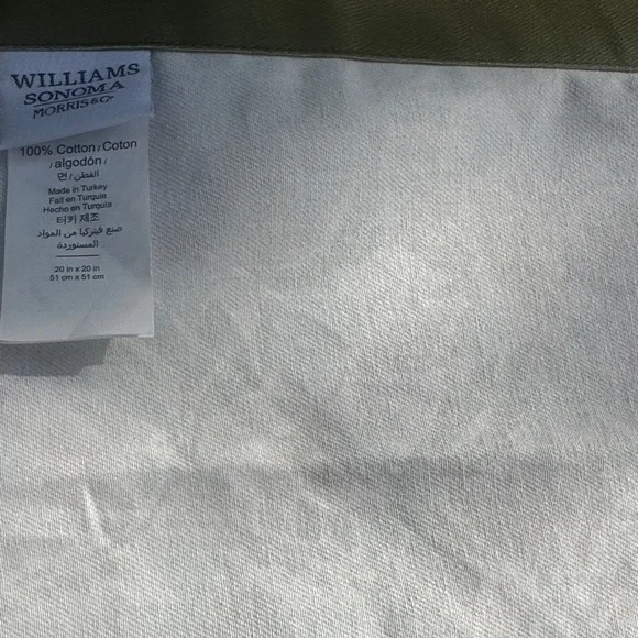 Williams Sonoma White Napkin with Olive Border
