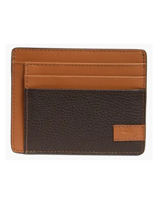TOMMY BAHAMA Como Pebbled Leather Slim Card Case, BROWN