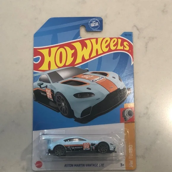 Aston Martin Vantage GTE Toy Car - Blue and Orange