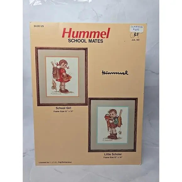 Vintage JCA Counted Cross Stitch Hummel School Mates Leaflet Charts