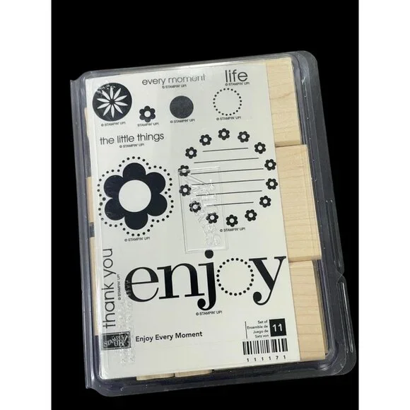 Stampin'‎ Up! Enjoy Every Moment Wood Rubber Stamp Set 11-Piece Floral